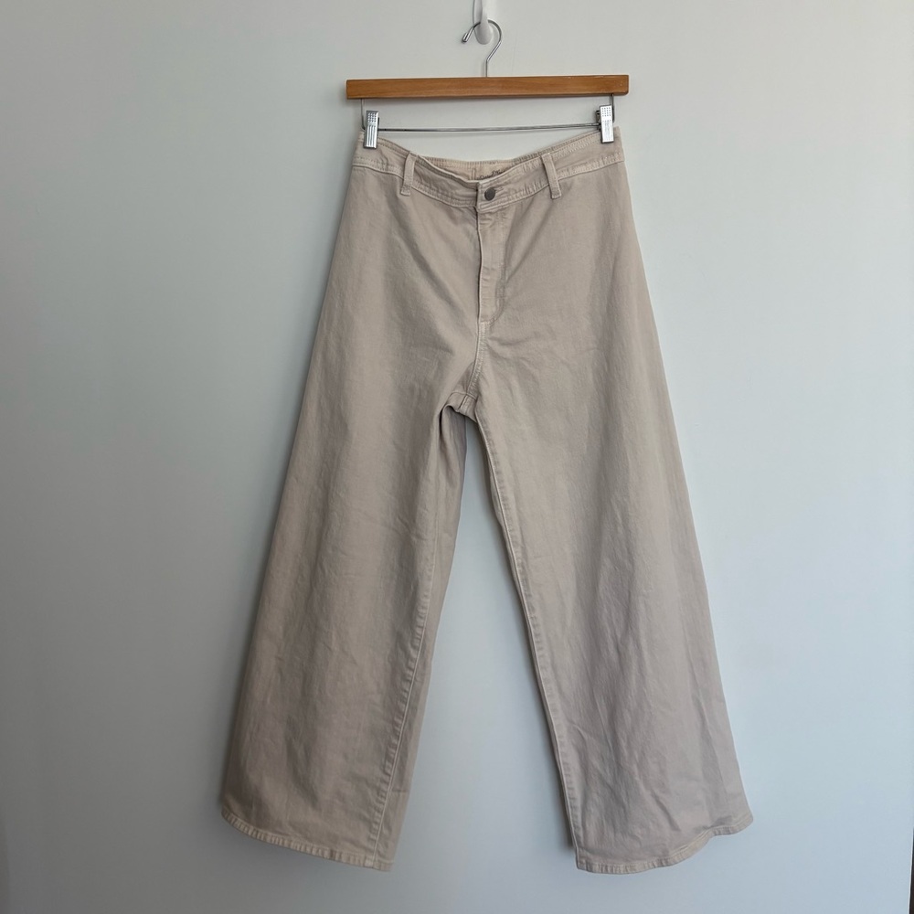 Universal Thread Womens Jeans Size 8 Cream Mid Rise Cropped Wide Leg Ankle